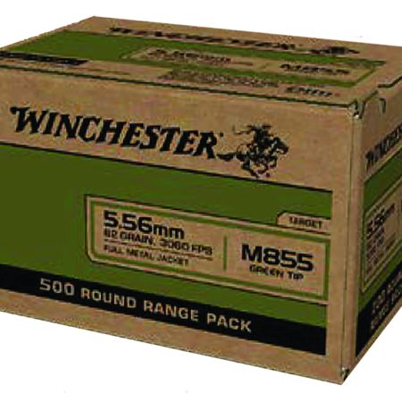 Winchester Ammo WM855500 USA M855 Green Tip 5.56x45mmNATO 62gr Full Metal Jacket 500 Per Box/2 Case