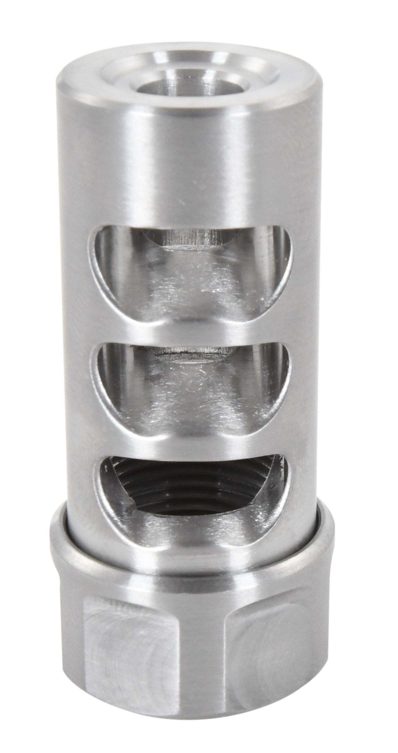 American Precision Arms G2M1230S Gen 2 Micro Bastard Self Timing Brake Stainless Steel with 1/2"-28 tpi Threads, 1.86" OAL & .750" Diameter for 30 Cal AR-Platform & Hunting Rifles