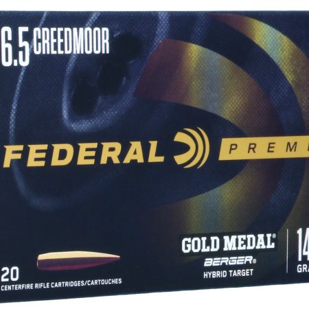 Federal GM65CRDBH2 Premium Gold Medal 6.5Creedmoor 140gr Berger Hybrid Target 20 Per Box/10 Case