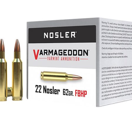 Nosler 65180 Varmageddon  22Nosler 62gr Flat Base Hollow Point 50 Per Box/5 Case