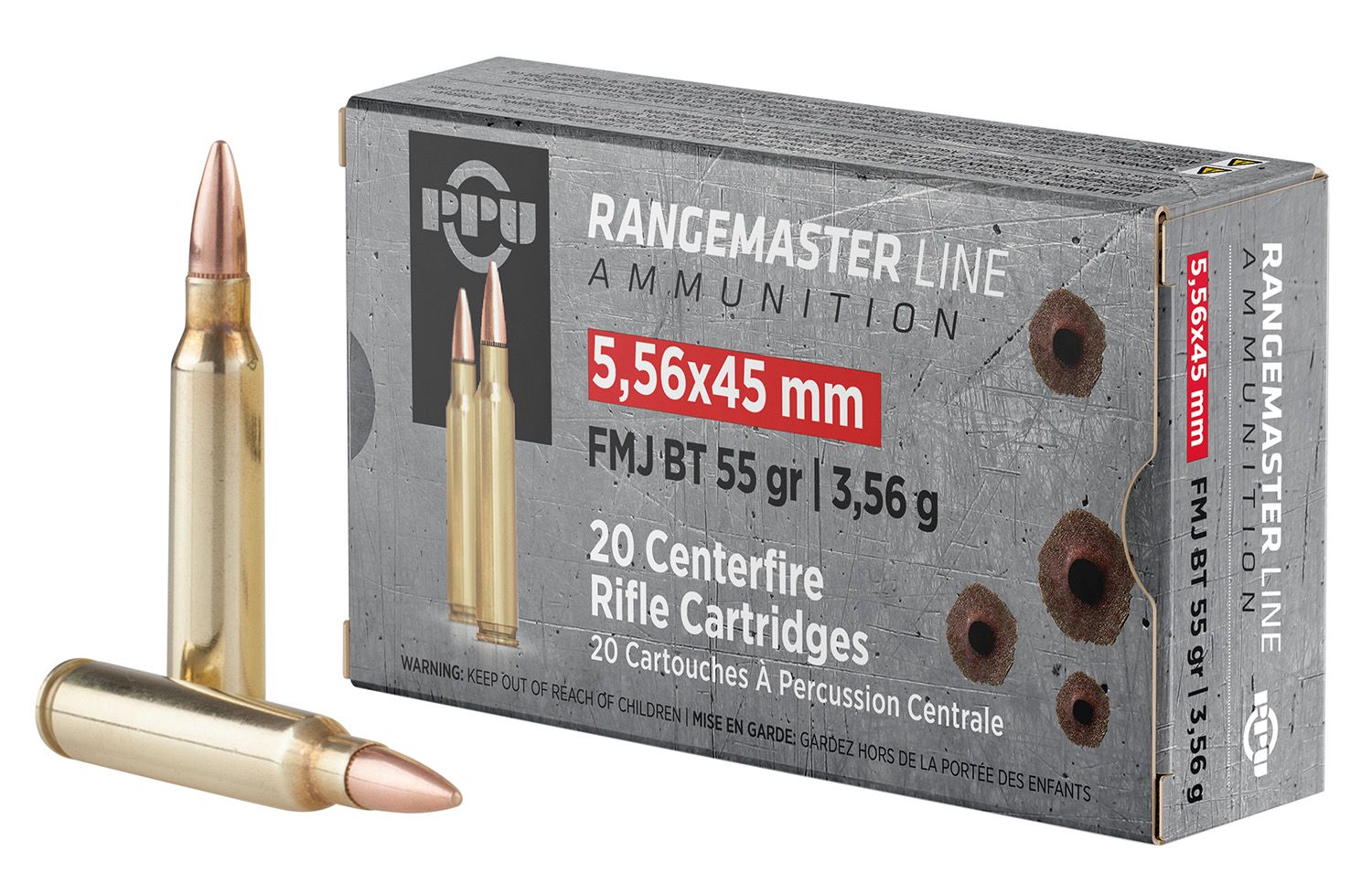 PPU PPRM5561 Rangemaster 5.56x45mmNATO 55gr Full Metal Jacket Boat Tail 20 Per Box/50 Case