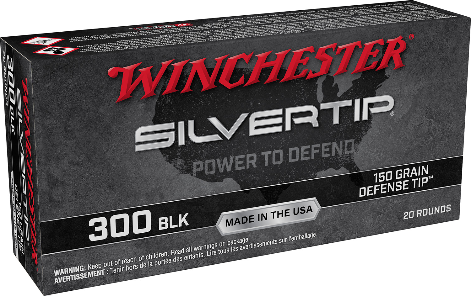 Winchester Ammo W300ST Silvertip 300Blackout 150gr Defense Tip 20 Per Box/10 Case