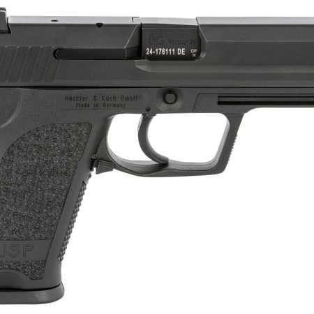 HK 81000309 USP V1 SA/DA 9mm Luger Caliber with 4.25" Barrel, 10+1 Capacity, Overall Black Finish, Serrated Trigger Guard Frame, Serrated Steel Slide & Polymer Grip Includes 2 Mags