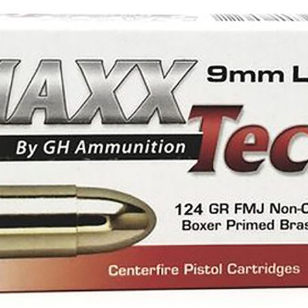 MaxxTech PTGB912B Brass Pistol  9mmLuger 124gr Full Metal Jacket 50 Per Box/10 Case