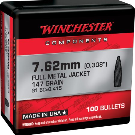 Winchester Ammo WB762M147X Centerfire Rifle 7.62mm 147gr Full Metal Jacket Boat Tail 100 Per Box/10 Case