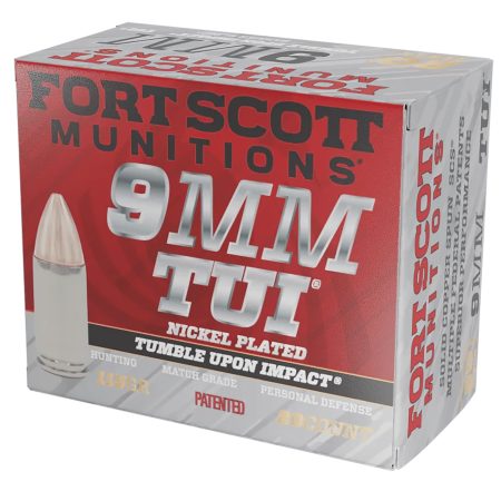 Fort Scott Munitions 9MM115SCVNIC Tumble Upon Impact (TUI) 9mmLuger 115gr Solid Copper Spun 20 Per Box/25 Case