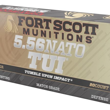 Fort Scott Munitions 556062SBV1 Tumble Upon Impact (TUI) 5.56x45mmNATO 62gr Solid Brass Spun 20 Per Box/25 Case