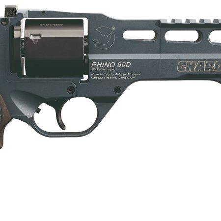 Chiappa Firearms 340314 Rhino 60DS Gen II 9mm Luger 6 Shot 6" Slate Cerakote Steel Black Barrel & Cylinder, Slate Cerakote Aluminum Frame, Black/Gray Finger Grooved Laminate Grip, Exposed Hammer