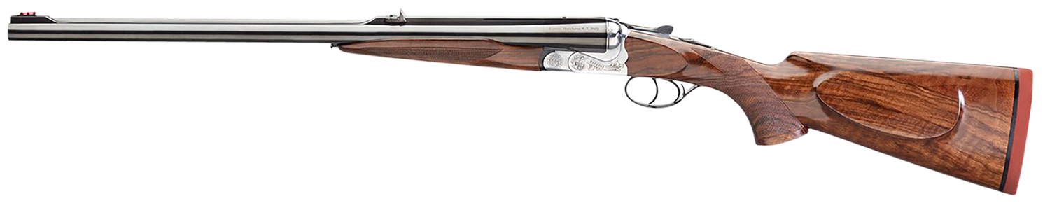 Rizzini USA 7001500 Rhino Express 500 Nitro Express 2rd 26" Gloss Blued 26" Chrome-Lined Barrel Coin Anodized Silver Engraved Steel Oiled Turkish Walnut Ambidextrous Hand