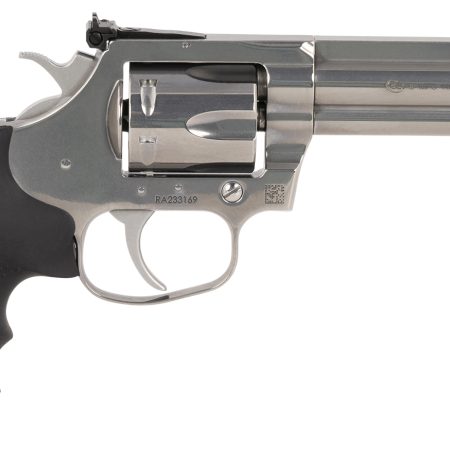 Colt Mfg KCOBRASB4NS King Cobra Target 357 Mag 6 Shot 4.25" Brushed Stainless Steel Barrel, Cylinder & Frame, Black Hogue Rubber w/Finger Grooves Grip