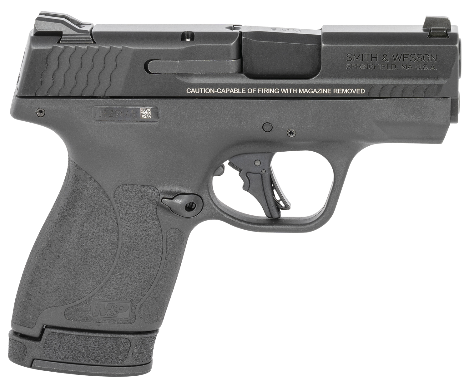 Smith & Wesson 13246 M&P Shield Plus Micro-Compact Frame 9mm Luger 13+1, 3.10" Black Armornite Stainless Steel Barrel & Serrated Slide, Matte Black Polymer Frame, Thumb Safety