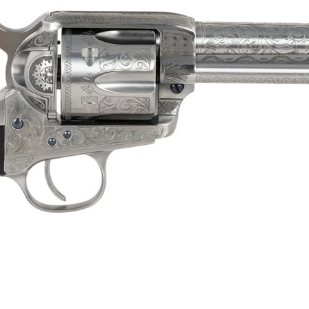 Taylors & Company 555158 1873 Cattleman Uberti 357 Mag/38 Special 6rd Shot 5.50" White Engraved Round Barrel, Cylinder & Steel Frame, Black Polymer Navy Grip, Exposed Hammer