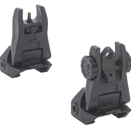 Meprolight USA 404100 FUBS Sight Set Black AR-15 Flip Up Green Tritium Front/Green Tritium Rear