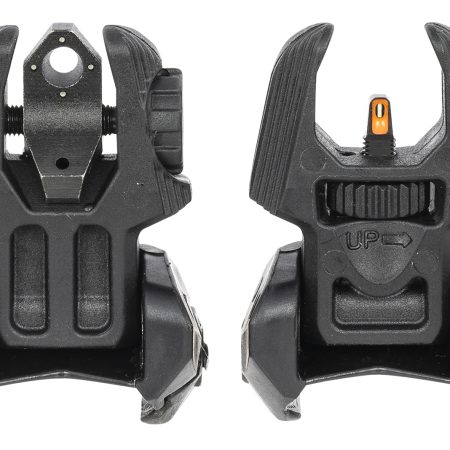 Meprolight USA 403240 FUBS Sight Set Black AR Platform Flip Up Orange Tritium Front/Green Tritium Rear