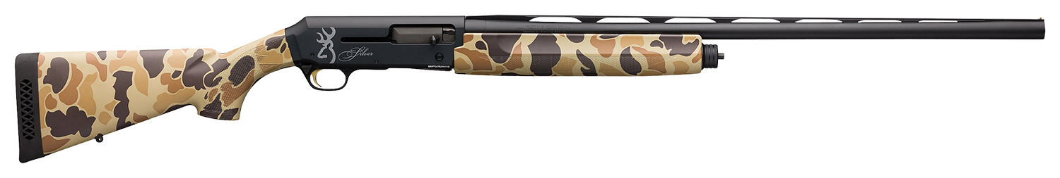 Browning 011431204 Silver Field 12 Gauge 28" 3.5" 4+1, Alloy Receiver With Black/Charcoal Bi-Tone Finish, Vintage Tan Camo Synthetic Stock With Textured Gripping Surface