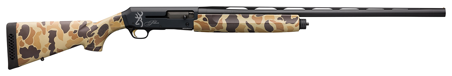 Browning 011431205 Silver Field 12 Gauge 26" 3.5" 4+1, Alloy Receiver With Black/Charcoal Bi-Tone Finish, Vintage Tan Camo Synthetic Stock With Textured Gripping Surface
