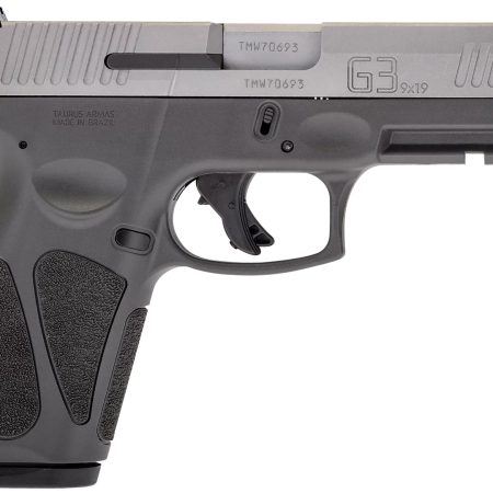 Taurus 1G3B949G G3  Full Size Frame 9mm Luger 15+1/17+1 4" Matte Stainless Steel Barrel, Matte Serrated Stainless Steel Slide, Gray Polymer Frame w/Picatinny Rail, Polymer Grip, Right Hand