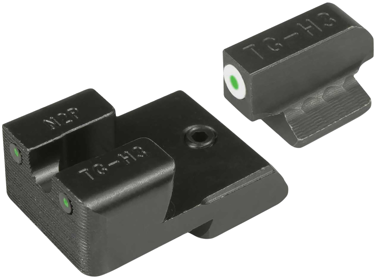 TruGlo TGTG231N4W Tritium Pro Green Tritium Front & Rear/ Black Nitride Fortress Frame, Fits 1911 3" Officer & 4.25", Front Sight Dovetail/Rear Sight Dovetail Mount