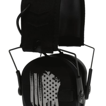 Walker's WPRSEMFSFLG Razor Slim Electronic Freedom Muff 23 dB Over the Head Black w/Distressed U.S Flag Polymer