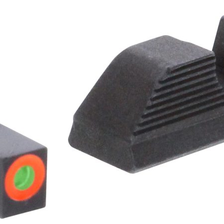 AmeriGlo GL5353 Protector Sight Set for Glock  Green Tritium Orange Outline Front Sight-Black Serrated Rear Sight