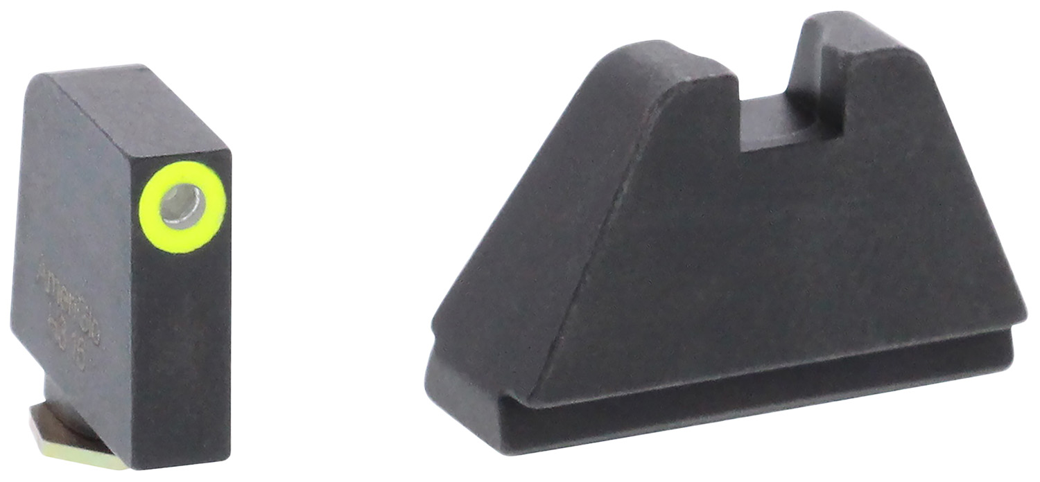 AmeriGlo GL682 Optic Compatible Sight Set for Glock 5XL Tall Green Tritium LumiGreen Outline Front Sight-Black Rear Sight