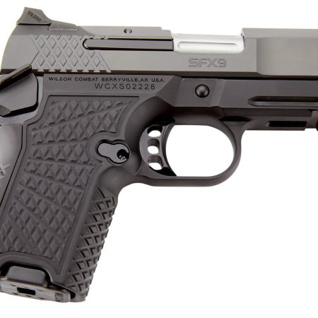Wilson Combat SFX9SCR3A SFX9 Sub-Compact 9mm Luger 10+1 15+1 3.25" Stainless Steel Barrel, Black DLC Serrated Stainless Steel Slide, Black Aluminum Frame w/Beavertail & Picatinny Rail, Black G10 Grip