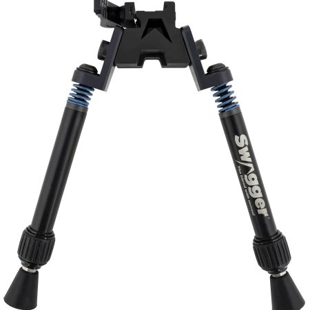 Swagger SWAGBPSFR10 SFR10 Flex to Rigid QD Bipod with Black Finish, Picatinny Attachment & 6-10.50" Vertical Adjustment