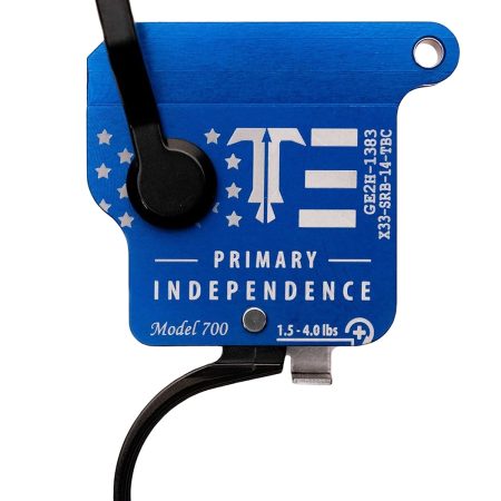 TriggerTech X33SRB14TBC Primary Independence Single-Stage Curved Trigger with 1.50-4 lbs Draw Weight, Red & Blue with White Engraving Finish for Remington 700