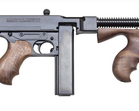 Thompson TIB50D 1927A-1 Deluxe Carbine 45 ACP Caliber with 18" Barrel, 20+1 Capacity (Stick), 50+1 Capacity (Drum), Blued Metal Finish, American Walnut Removable Fixed Stock & Wood Grip Right Hand