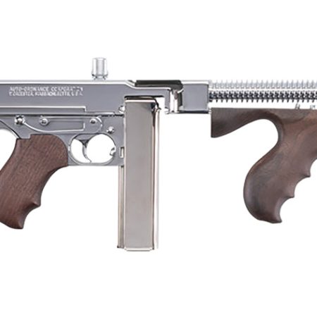 Thompson TI50DCR 1927A-1 Deluxe Carbine 45 ACP Caliber with 18" Barrel, 20+1 Capacity (Stick), 50+1 Capacity (Drum), Hard-Chrome Plated Metal Finish, American Walnut Stock Wood Grip Right Hand