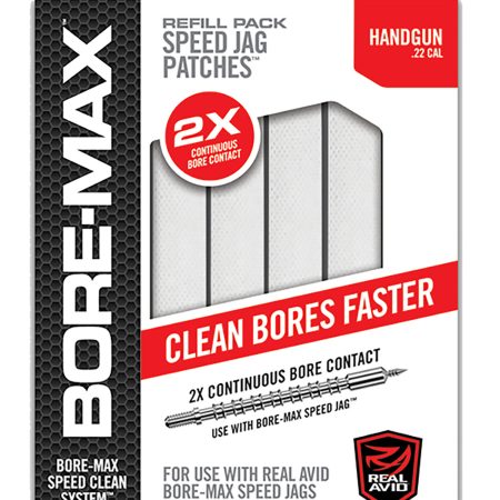 Real Avid AVBMPATCH4S Bore-Max Speed Jag Patches Refill 22 Cal Handgun 4"S Synthetic 250 Per Box
