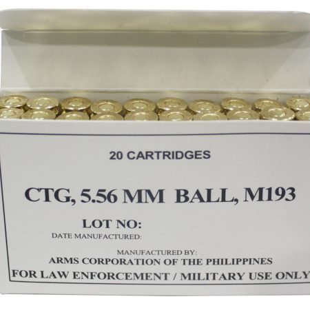 Armscor 50174 Precision M193 5.56x45mmNATO 55gr Full Metal Jacket 20 Per Box/50 Case