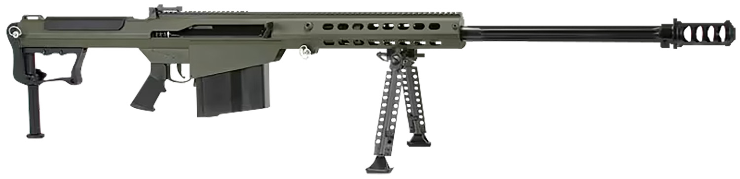 Barrett 14555 M107A1 50 BMG 10+1 29" Chrome-Lined Fluted Barrel, OD Green Cerakote Aluminum Receiver, OD Green Fixed Stock w/Thermal-Guard Cheek Piece & Sorbothane Recoil Pad, Optics Ready