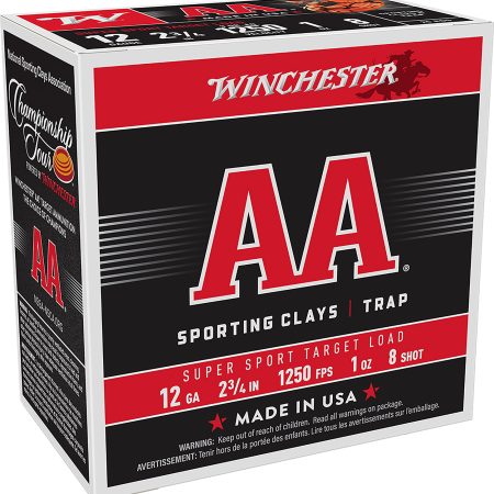 Winchester Ammo AASC12508 AA Sporting Clay 12Gauge 2.75" 1oz 8Shot 25 Per Box/10 Case