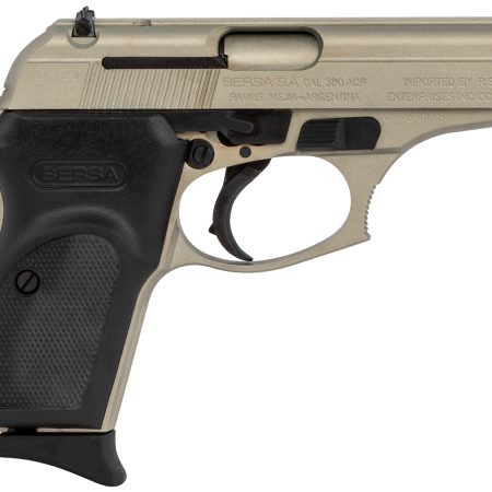 Bersa T380NKL8 Thunder  Micro-Compact Frame 380 ACP 8+1, 3.50" Satin Nickel Steel Barrel, Serrated Steel Slide & Aluminum Frame
