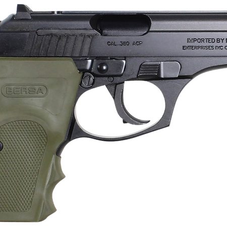 Bersa T380MC Thunder Combat Micro-Compact Frame 380 ACP 8+1, 3.50" Black Steel Barrel, Matte Black Serrated Steel Slide & Aluminum Frame w/Beavertail, Olive Wrap-Around Grip