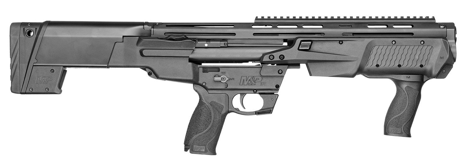 Smith & Wesson 12490 M&P Bullpup 12 Gauge Pump 3" 7+1 (2.75") 19" Black Oxide Smooth Bore/Threaded Barrel, Matte Black Receiver, Black Fixed Bullpup Stock, Black w/Interchangeable Backstrap Grip