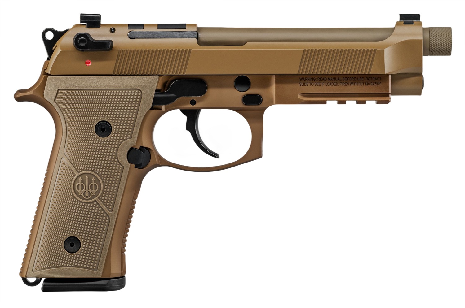 Beretta USA JS92M9A4M15 M9A4 9mm Luger 5.10" Barrel 15+1, Flat Dark Earth Cerakote Polymer Frame, Serrated Steel Optic Cut Slide, Polymer Grip & Decocker Safety