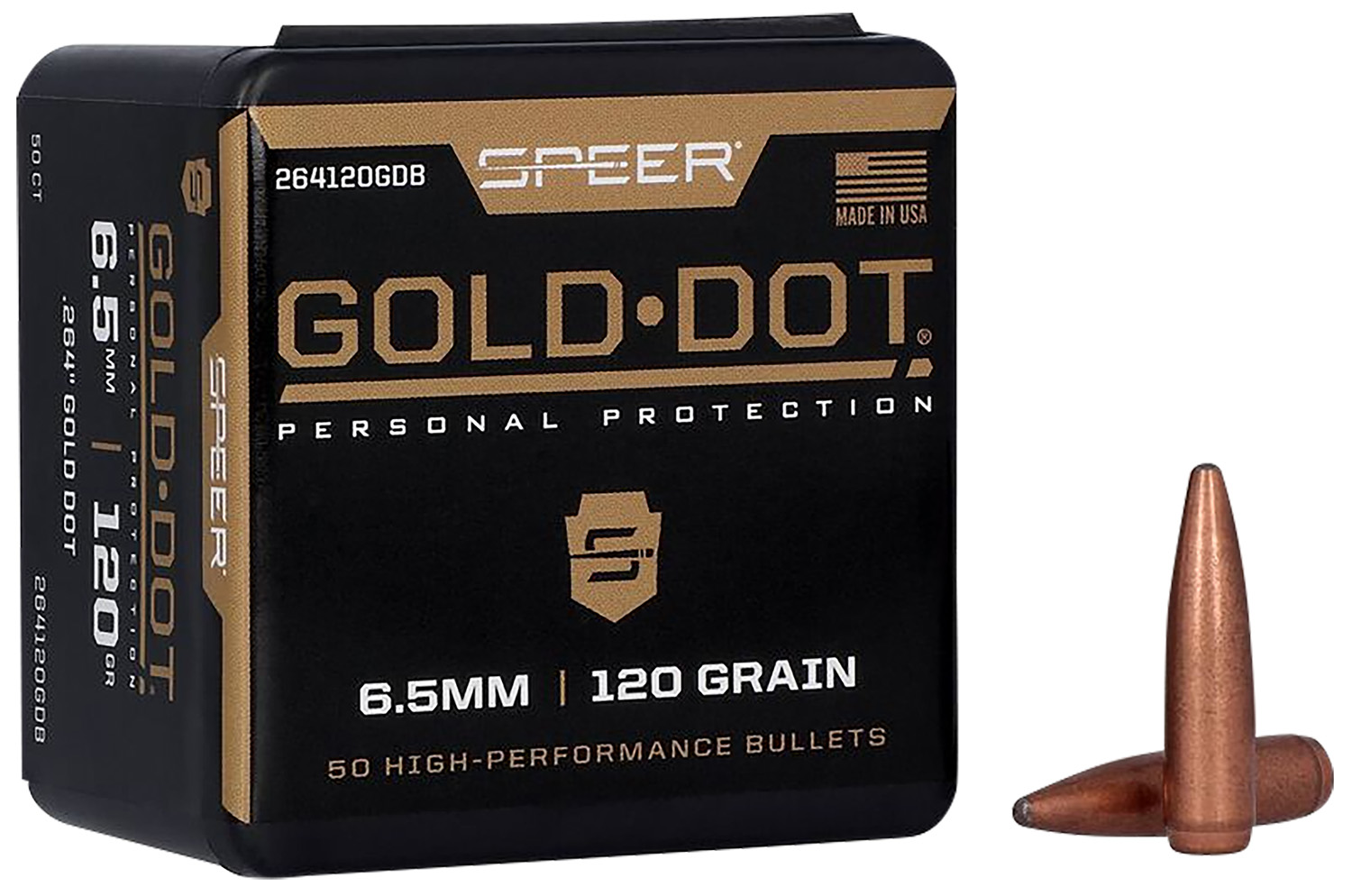 Speer 264120GDB Gold Dot 264Cal 120gr Bonded Soft Point 50 Per Box/20 Case
