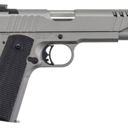 Auto-Ordnance 1911TCAC6N 1911 A1 45 ACP 7+1 5" Savage Silver Cerakoate, Serrated/Ported Slide, Black Rubber Grips, TruGlo Night Sights