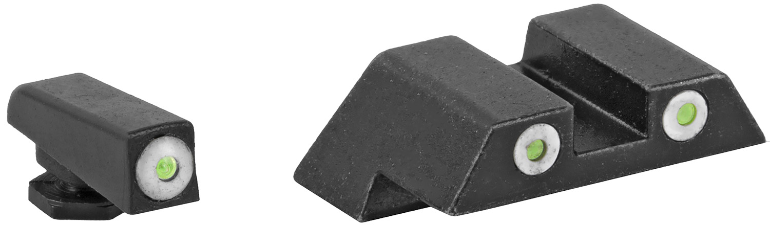 ATI ATINSGLOLF ATI Night Sight Glock Large Frame Green Tritium White Outline Front Sight-Green Tritium White Outline Rear Sight