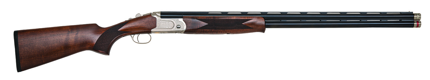Mossberg 75472 Gold Reserve Full Size 12 Gauge Break Open 3" 2rd 30" Blue Polished Vent Rib Barrel, Silver Polished Stainless Steel Engraved Receiver, Fixed Black Walnut Stock, Right Hand