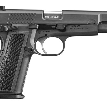 FN 66101115 High Power  9mm Luger 10+1 4.70" Black Target Crown Steel Barrel, Black PVD Serrated Steel Slide & Steel Frame w/Beavertail, Black Polymer Grip, Ambidextrous