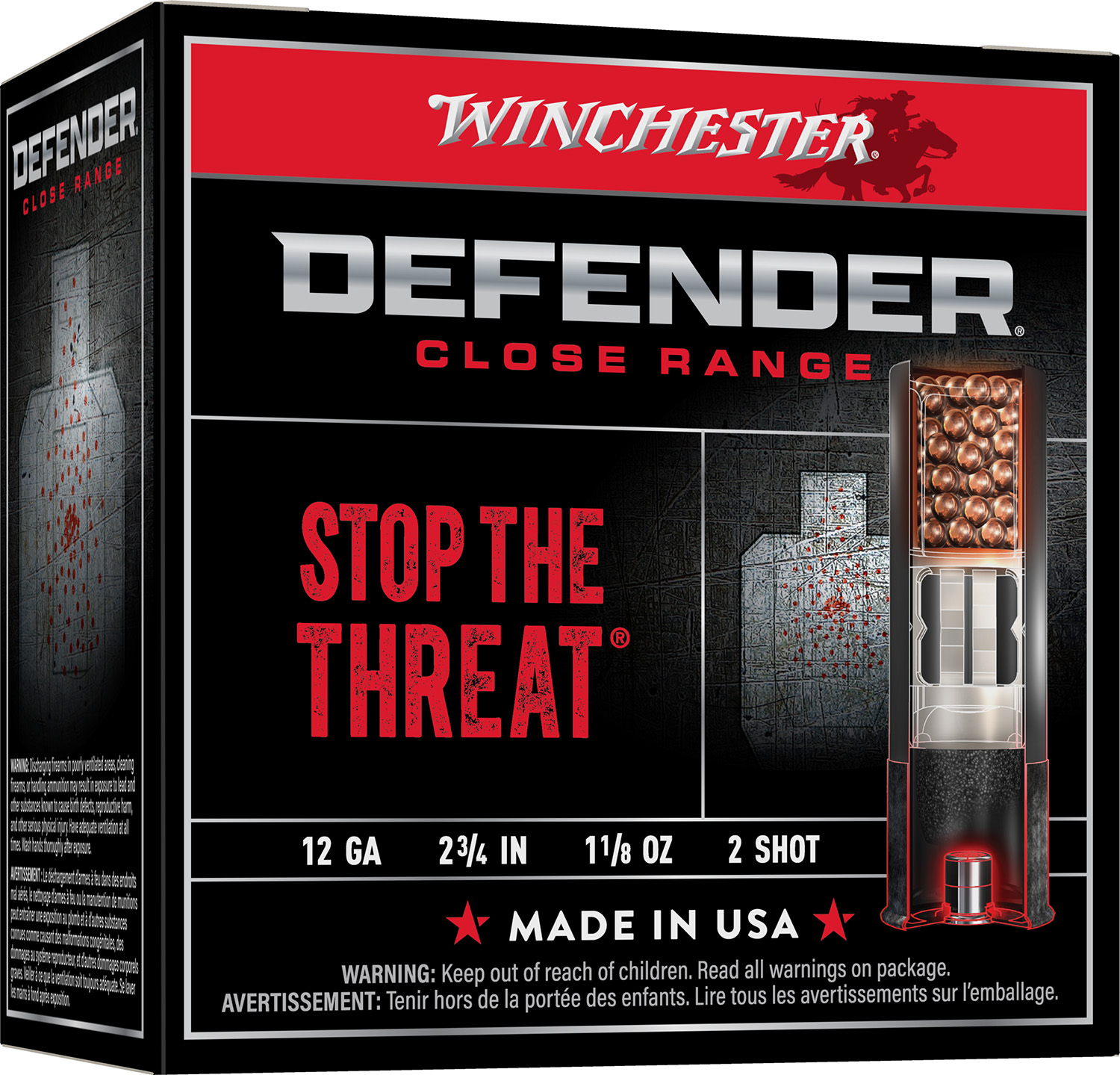 Winchester Ammo S122PD25 Defender 12Gauge 2.75" 1 1/8oz 2Shot 25 Bx/10 Case