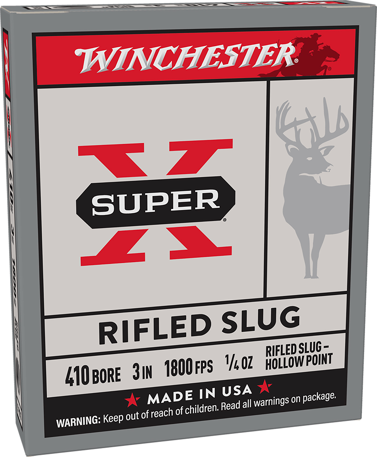 Winchester Ammo X413RS5 Super X 410Gauge 3" 1/4oz Rifled Slug Shot 5 Per Box/50 Case