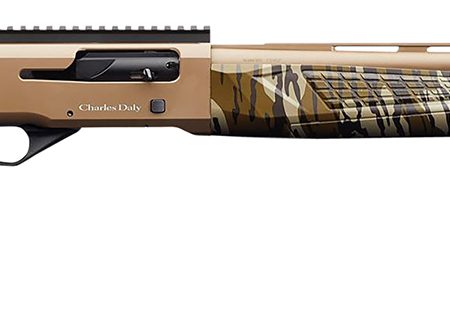 Charles Daly 930313 601  12 Gauge 4+1 3" 24" Vent Rib Barrel, Flat Dark Earth Aluminum Receiver, Mossy Oak Bottomland Synthetic Stock, Fiber Optic Front/Picatinny Rail Rear, Includes 3 Choke Tubes