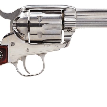 Ruger 5109 Vaquero  Medium Frame 357 Mag/38 Special 6rd 4.62" High Gloss Stainless Steel Barrel, Cylinder & Frame, Hardwood Grip, Transfer Bar Safety, Exposed Hammer