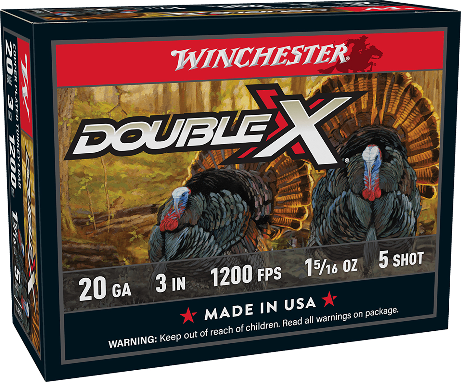Winchester Ammo STH2035 Double X High Velocity Turkey 20Gauge 3" 1 5/16oz 5Shot 10 Per Box/10 Case