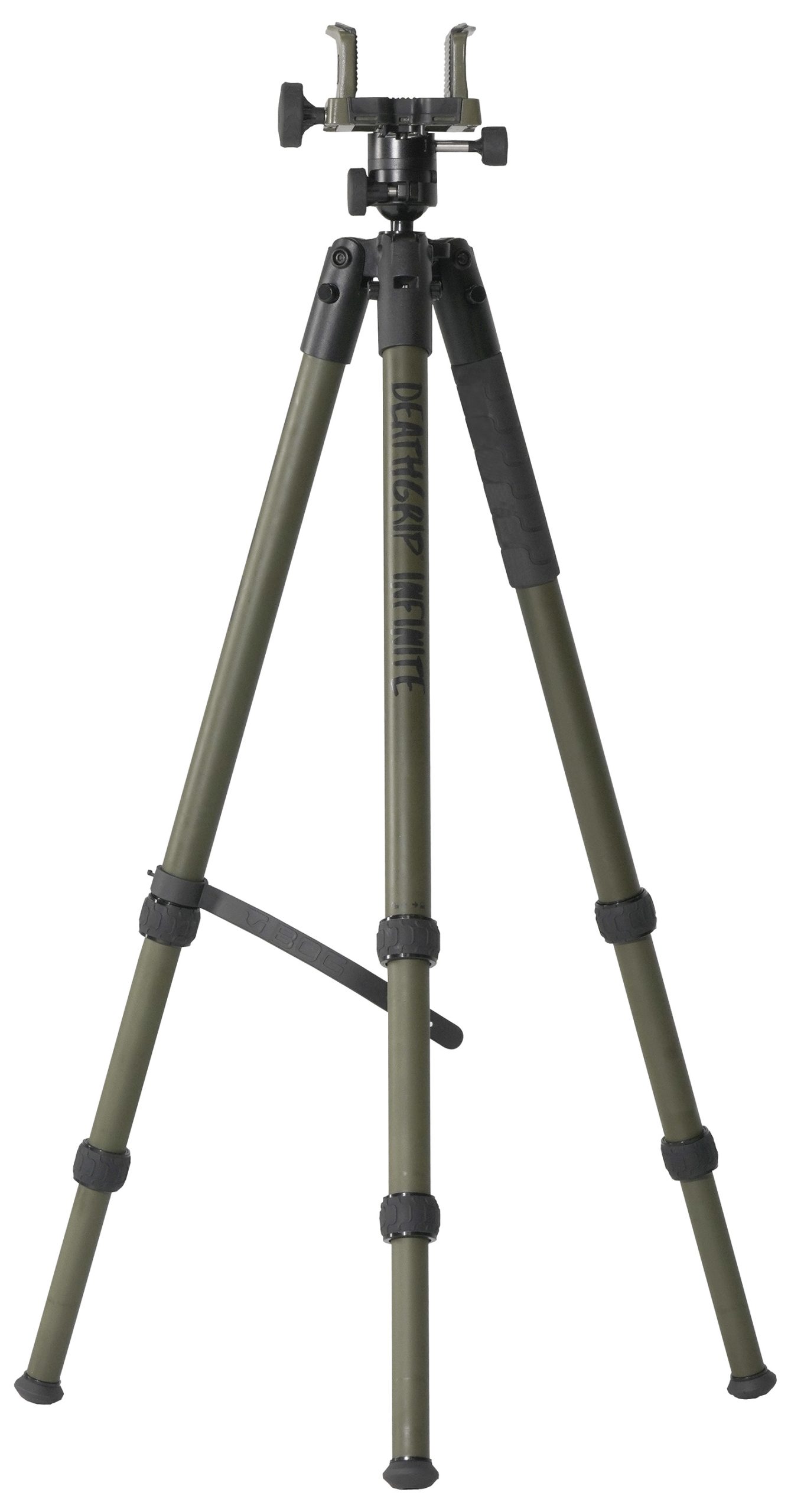 Bog-Pod 1159188 DeathGrip Infinite Tripod, Aluminum with Black/OD Green Finish, Ball Head Mount, Hybrid Foot & DeathGrip Clamping System 6.5"-59"