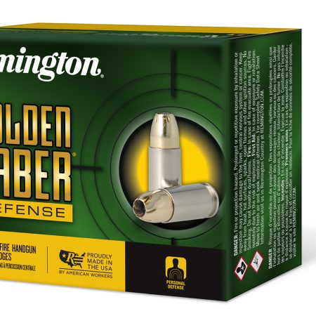 Remington Ammunition 27611 Golden Saber Defense 45ACP +P 185gr Brass Jacketed Hollow Point 20 Per Box/25 Case